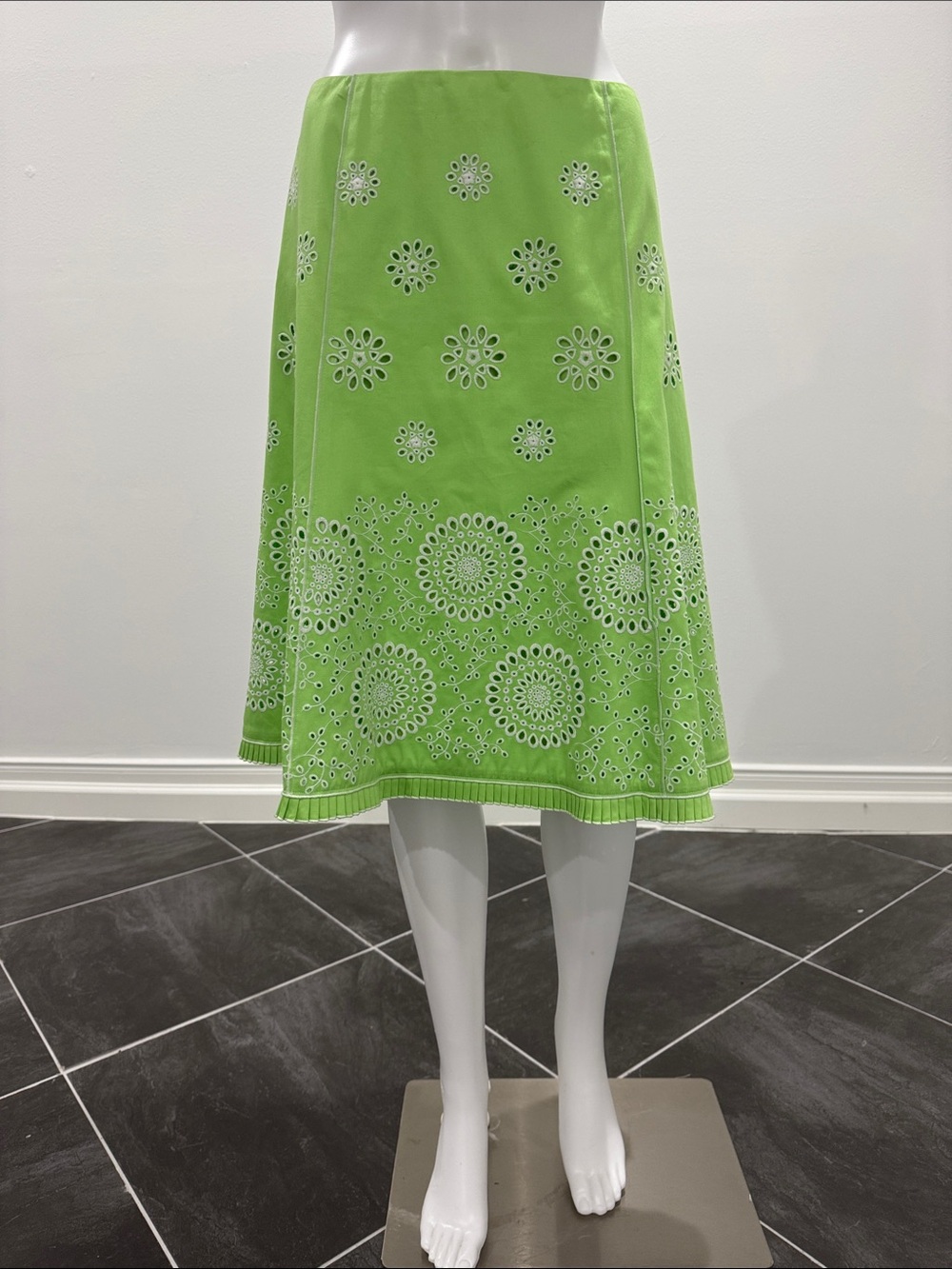 Carlisle Lime Eyelet A-Line Skirt